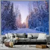 Gobeliny zimowe leśne scena śnieżna gobelin wisząca choinka happy rok sypialnia salon patio wisząca mural wystrój 231025