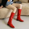 Boots Classic Womens High Knee Boots Patent Leather Pointed Toe Kne High Boots Women Party Fetish Boot Blue Woman Shoes Autumn Winterl231025