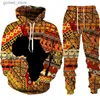 Costumes pour hommes Folk-Custom 3D Imprimer Sweats à capuche Pantalons Costumes Hommes Femmes Survêtement 2PC Ensembles à manches longues Style ethnique Africain Danshiki Vêtements pour hommes Q231025