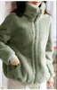 Vestes en fausse fourrure pour femmes, veste chaude à fermeture éclair, rembourrée, polaire double face, manteau à col roulé, sweat-shirt 231025