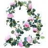 Dekorative Blumen, 2 m, Pfingstrose, künstliche Rose, Rattan-Rohrrebe, Hochzeitsdekoration, Geburtstagsfeier, blumiger Hintergrund, Yugali-Grünpflanzen