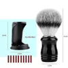 Shaving Foam 22mm Synthetic Badger Shaving Brush with Black Holder Stand 2IN1 Resin Handle Foam Brush Set for Men Close Wet Shave 231025