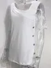 Chemisiers femmes mode dentelle blanche à manches courtes hauts femmes T-shirt 2023 été décontracté boutons bureau T-shirt haut Femme