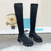 Diseñador Otoño/Invierno Calcetines de mujer Suela gruesa Moda Triángulo invertido Botas elásticas de punto sexy