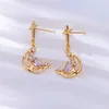 Ohrstecker Niedlicher Mond Stern Zirkon Für Frauen 18 Karat Vergoldet Schmuck Piercing Hoop Ohrschmuck Trend Zubehör Freundin Geschenk