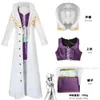 Cosplay Nico Robin Cosplay kostuum Lange bont kraagjas jurk Outfits Halloween Carnival Suit voor meisjes