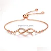 Keten Mode Zirkoon Eindeloze Liefde Infinity Armbanden Voor Vrouw Kristallen Ketting Armband Bij De Hand Verstelbare Partij Sieraden Drop Leveren Dh Ot4Dl