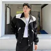 Jackets Men Baseball Patchwork Stand Collar Leather Stitching Craftsmanship Slim Cardigan High Quality And Women YQ231025