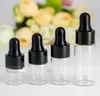 1ml 2ml 3ml 5ml Mini Glass Bottle Refillable Empty Clear Eye Dropper Perfume Sample Bottles With Black Gold Cap5646058