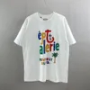 22SS Summer USA Fashion Colorfull Letters Print T Shirt Men Women Coconut Tree Tee Street Custal Cotton Tshirt184o