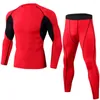 Trainingspakken voor heren Zomer PRO Strakke fitness Sporttrainingskleding Elastisch Sneldrogend pak Lange mouwen Broek 2 stuks