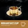 Cups Saucers Stainless Steel Coffee Mug Large Capacity Cereal Cup Portable Breakfast Metal Espresso Glass Small Water Household Set