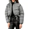 Damen Daunenparka Herbst Winter Warm Dick Einfarbig Langarm Stehkragen Reißverschluss Jacken Mantel Weiblich Gepolstert Oberbekleidung 231025