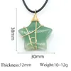 Pendentif Colliers Forme d'étoile Pierre naturelle Améthystes Oeil de tigre Rose Quartz Jaune Jade 45 5 cm Collier de corde en cuir Hommes Bijoux