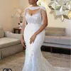 2024 Nowa syrena biała/kość słoniowa Elegancka sukienka na pannę Młodej Wziemienia Train Vestido de novia plus afrykańskie sukienki ślubne