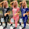 Dameshoodies Cluboutfits T-shirt met korte mouwen Tweedelige set Dames trainingspak Zweetpakken Lounge Wear Bijpassende sets Femme Print Roze