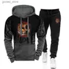 Men's Tracksuits Men's Sportswear Set Hooded Different Colored Pullover 2PC Autumn Training Jogging Suit S-4XL Q231025