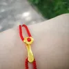 Bracelets de charme Chic Couleur Dorée Ruyi Charms Dragonne Bonne Fortune Rouge Lanyard Bracelet Chinois Traditionnel De Bon Augure Articles Braied