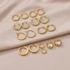 Studuj okrągłe kolczyki ze stali nierdzewnej dla kobiet 2023 Trend Gold PlATED Para Ear Jewelry Gift Aretes 231025