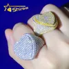 Iced Out 925 Silber Schmuck Labordiamantringe Hiphop Layer Herz Moissanit Ring mit Gra-Zertifikat