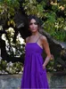 Grundläggande avslappnade klänningar Kvinna Elegant Purple Sleeveless Sling Dress Fashion Chic Loose Backless 2023 Summer Women High Street Robes YQ231025