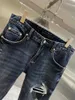 Men's Jeans Fashion Men Autumn Winter Break Hole Casual Slim Fit Stretch Denim Trousers Blue Pencil Pants