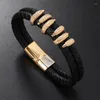 Link Bracelets Micro Inlaid Zircon Claw Wristband Vintage Cowhide Knitted Men's Genuine Leather Bracelet Jewelry Gift Items For Boyfriend