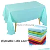 Couvertures de table jetables 54 x 108 pouces Table jetable Er Mticolor Nappe en plastique Couleur Fournitures de fête El Accueil Anniversaire Décor Drop D Dh8E2