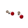 Boucles d'oreilles à dos faux Piercing rouge blanc, imitation perle cristal à Clip pour femmes, bijoux ronds, manchette d'oreille, cadeau de mariée