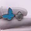 F1HM Band Rings Brand Luxury Love Sweet Clover Butterfly Designer For Women Mother of Pearl Blue Limited Edition Söt charm elegant ringbröllop Jewe