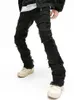 Mens Jeans Black Skinny Denim Heavy Destruction Ripped Biker European American Streetwear Hip Hop Baggy Pants for Men 231025