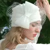 Bérets FS arabe noir blanc bonnets chapeau avec voiles nœud papillon Fedoras casquettes chapeaux pour femmes Banquet mariage dame Cloche casquette