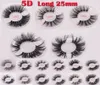 Cílios de vison 3D 5D 25mm Cílios de vison longos e grossos com caixa de embalagem de cílios para olhos maquillage3996814