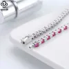 Charmarmband Rinntin 925 Sterling Silver Tennis Armband för kvinnor 3mm Clear Ruby Cubic Zirconia Luxury Chain Armband Jewelry Gift SB138 Q231025