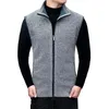 Gilets pour hommes Épais Slim Fit Résistant au froid Poches pour hommes Doublure en polaire Cardigan de couleur unie Vêtements d'extérieur Gilet en tricot pour l'extérieur