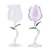 Wine Glasses Rose-Shaped Red Cocktail Cup For Drinking Fancy Flower Shape Glass Wedding Birthday Celebration