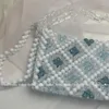 Evening Bags Niche Diamond Lattice Acrylic Shoulder Strap Designer Ladies Handmade Transparent Light Blue Bead Handbags For Women