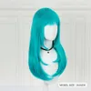 cosplay 60cm anime cosplay bulma teal średnie proste syntetyczne peruki włosów dla kobiet partii odgrywanie ról odporna na ciepło odporne na ciepło