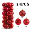 Juldekorationer 24/PCS 8cm Julboll Ornament Set Painted Plastics Christmas Tree Pendant Decoration Jul Decoration Accessories 231024