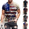 Camisetas para hombres 2021 Bandera americana de verano Camisetas impresas en 3D Tops Hombres Casual Moda Camiseta Cuello redondo Músculo suelto Streetwear M314r