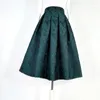 Jupes 2023 Automne Hiver Élégant Coréen Élégant Femme Vêtements Vintage Rétro Taille Haute En Relief Vert Foncé Longue Jupe Plissée
