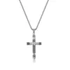 Chains Religious Crucifix Jesus Cross Pendant Necklaces Male Gold Color Stainless Steel Byzantine For Men Jewelry Drop