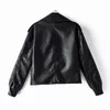 Damen Leder Frühling Frauen Faux Jacke Biker Gelb Schwarz Mantel Turndown Kragen PU Motorrad Jacken Lose Streetwear Oberbekleidung