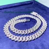 2-рядное ожерелье-цепочка с бриллиантами из муассанита, 12 мм, S925, ювелирные изделия в стиле хип-хоп со льдом