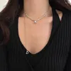 Chaînes Mode 925 Sterling Argent Perles Irrégulières Punk Ball Coeur Pendentif Collier Pour Femmes Fille Bijoux Dropship En Gros