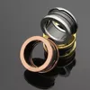 Anel de engrenagem em ouro rosa banhado em aço titânio 316L para casais anel de cerâmica preto e branco joias271n