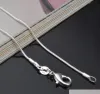 Łańcuchowe wyniki biżuterii Komponenty 1 mm 2mm 925 Sterling Sier Sier Snake Choker Naszyjniki w opcjonalnym rozmiarze 16 18 20 22 24 28 28 30 cali