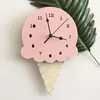 Horloges murales Horloge de crème glacée montée en forme de chambre à coucher silencieuse sans tic-tac alimenté par batterie à la maison salon bureau décor