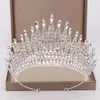 Trendy Silber Farbe Strass Kristall Königin Große Krone Braut Hochzeit Tiara Frauen Schönheitswettbewerb Braut Haarschmuck Schmuck M292F