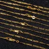 Łańcuchy 5pcs 2 mm Slim Women/Men Gold Kolor Figaro łańcuch Naszyjnik 16 " - 30" Biżuteria fabryczna 18 K Święto znaczków i kostium imprezowy